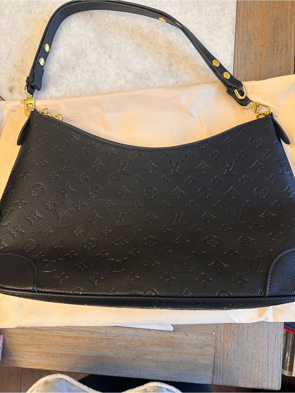 Louis Vuitton Black Monogram Embossed Chain Shoulder Bag - Picture 6 of 7